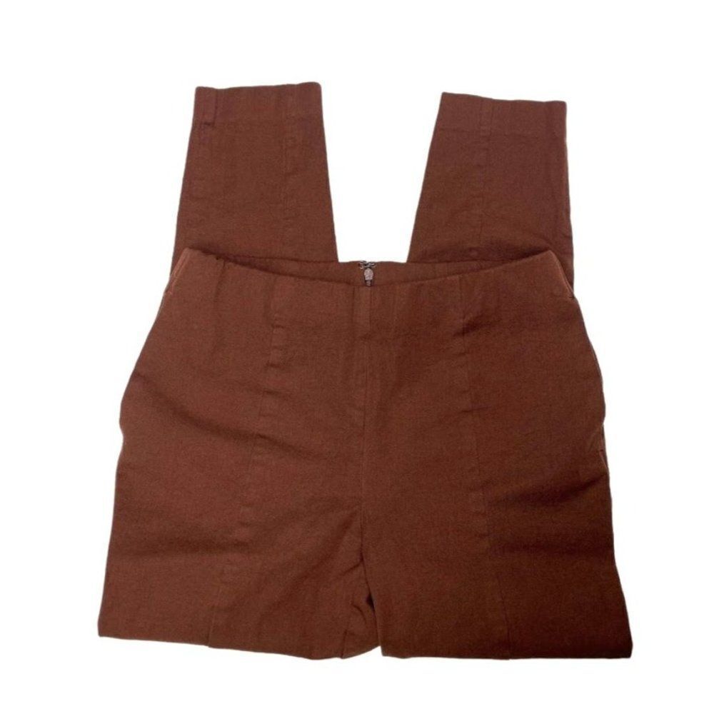 Womens ALFANI Brown Skinny Seamed Pants size 4 Petite 4P